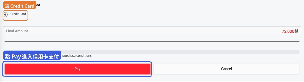 STEP 12 — 點選紅色 Pay 按鈕進入 KCP Pay